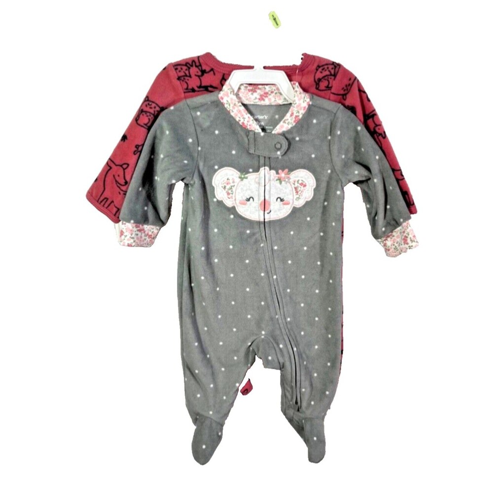 Carter's Set of two Sleeper Footie Pajamas 2-Way Zipper 3 Months New With Tags - Picture 1 of 8